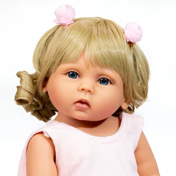 Renăscut baby soft corp plin de silicon de baie jucărie 48CM impermeabil fata cu parul blond manual papusa pentru copil Adult cadou NPK