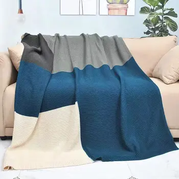 Geometrice marginite carouri tricotate canapea acoperi pătură de acoperire pat șal de camping pătura de lână pătură prosop de plajă 127x172cm