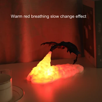 Imprimare 3D LED Foc Dragon de Gheață Lămpi Lumina de Noapte Reîncărcabilă Moale Pentru Dormitor, Camera de zi Camping Drumetii Decor Acasă