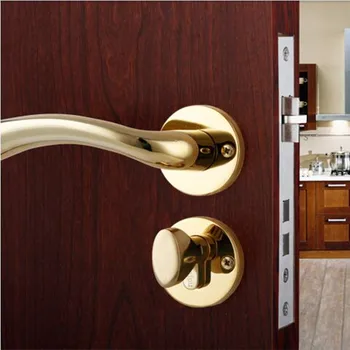În stil European, încuietori pentru uși de Interior dormitor cu usa de blocare a mânerului mâner pur bază de cupru de blocare PVD aur magnetic lacate de usi