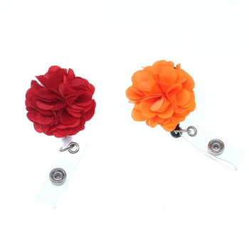 50pcs en-gros roșu și portocaliu floare floare material asistenta Retractabil Insigna Tambur/Suport clip pentru cadou/petrecere