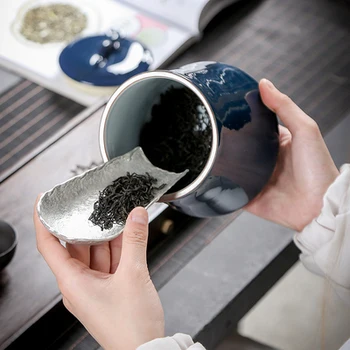 Ceai din ceramica Poate Pu ' er Regele Kung Fu Set de Ceai Indigo Rezervor Sigilat Umiditate de Depozitare Accesorii de Ceai Teaware Cutie de Cadou Transport Gratuit