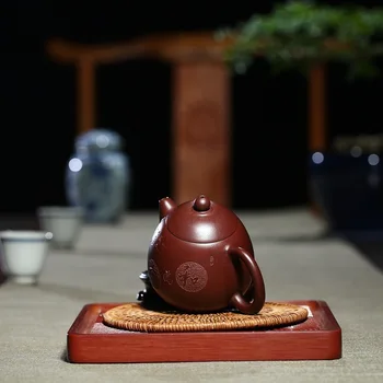 Recomandat yixing toate parte a dezbrăcat de minereu de violet ceainic zhu noroi sculptate ou de dragon pictura acasă ceai en-gros
