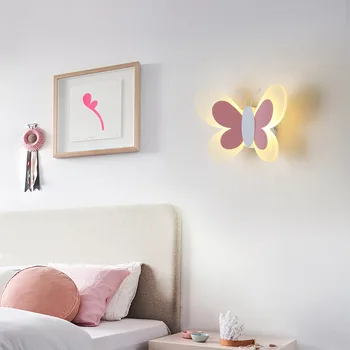 Nordic Creative Montare pe Perete de Lumina LED-uri de Desene animate Drăguț Fluture de Lampă de Perete Copii Fata de Copil Copil Băiat Dormitor Noptieră Decor de Prindere