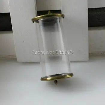 Noi 100sets/lot 28*12mm tub lung glob de sticlă și bronz capac de culoare butonul set (fără umplutură) de sticlă doresc sticla pulover pandantive