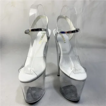 20cm cu toc înalt pantofi de cristal transparent sandale 8 inch rochie de mireasa pantofi spate curea de petrecere Exotica Dansatoare de performanță Sandale