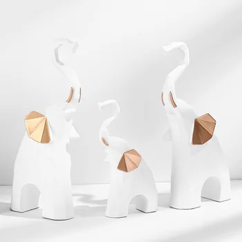Creative Geometrice Trei Elefant cu Ornamente de Decor Acasă TV Dulap Camera de zi, Birou Rășină Figurine de Animale Mobilier Meserii