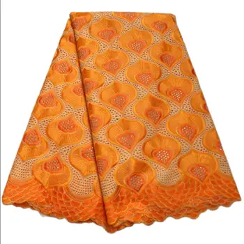 Orange înaltă calitate broderie Africane tesatura dantela cu pietre pentru Nigerian nunta țesătură pânză mare petrecere -N88150