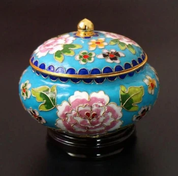 Colecția De Porțelan Chinezesc Pictura Flori Cloisonne De Stocare Oala Circular Capacul De Bun Augur Avere Rezervor De Metal Artizanat