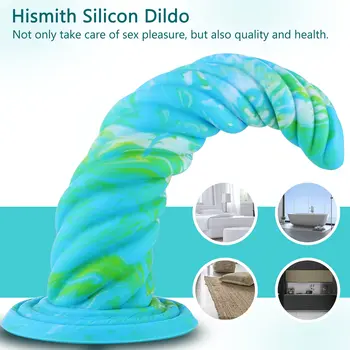 Hismith Sulă de Silicon Vibrator 10.12 Inch Acvatice Mare Patten Dildo cu ventuza, Ocean Monstru Serie Penis