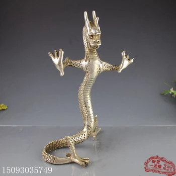 China A Vechi De Decor Placate Cu Argint De Sculptură Dragon Statuie