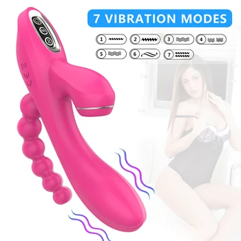 7*3 Viteze de Iepure Supt Dildo Vibrator pentru Femei Vagin Anal G Spot Stimulator Clitoris sex Feminin Masturbari jucarii Sexuale Vibratoare