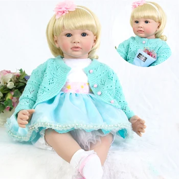 24 inch fata Blonda renăscut copilul păpuși în manual pulover moale din silicon renăscut baby doll jucarii pentru copii cadouri