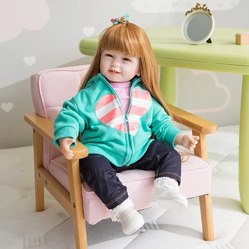 22inch Drăguț Simulare Papusa Printesa Silicon Moale Renăscut Baby Realist Boneca Bebe Părul Lung, Copii mici, Fete, Jucarii Brinquedos