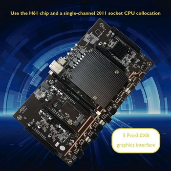 X79 H61 BTC Miner Placa de baza 5X PCIE Suport 3060 3070 3080 placa Grafica cu E5 2603 V2 CPU RECC 8G DDR3 RAM SSD 120G