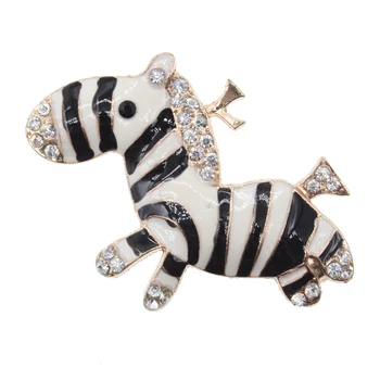 50pcs/lot livrare gratuita vânzare Fierbinte email stras Zebra placat cu aur de Animale Bijuterii brosa pin