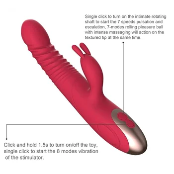 Rabbit Vibrator Telescopic Vibrații Built-in de Rotație minge de Încălzire G spot Vibrator Vibrator de sex Feminin Masturbari Jucarii Sexuale pentru femei