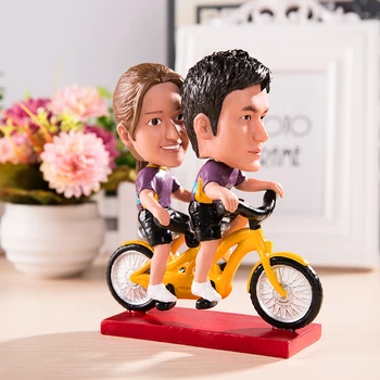 Personalizate bobble cap de papusa sau capul mare papusa de conducere biciclete împreună cadou de nunta de nunta de decorare