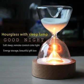 Sticlă Clepsidra Lumini Timer LED Nisip de Sticlă Lumina de Noapte de Somn Ajutor cu Control de la Distanță pentru Crăciun Cadouri Decor Acasă