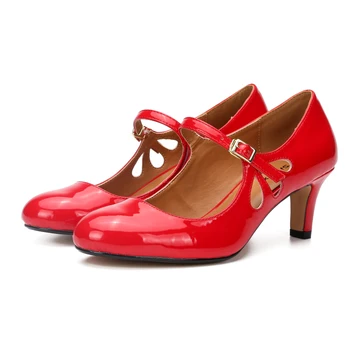 Mid-Toc Mary Jane Tocuri Mac Schelet Rotund-Deget de la picior Pantofi pentru Femei Size36-48 Confortabil Tocuri inalte Formale Doamnelor Pantofi Office Pompa