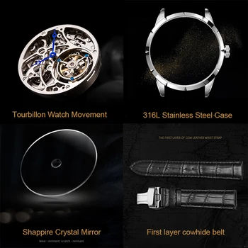 ESOP Tourbillon Ceas de Lux Mână Vântul Mecanice Ceasuri de mana 42mm Rochie Ceas Barbati de Lux de Aur Ceasuri de Top de Brand Nou 2022