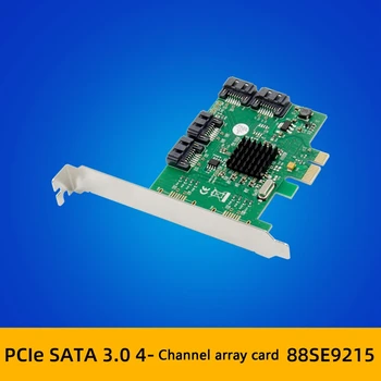 PCI-E X1 4 Porturi SATA3.0 Riser Card 88SE9215 6Gb/S Hard Disk, Card de Expansiune Pentru BTC Miner Minier