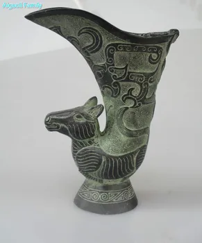 Colectie Acasă Decorat Chinezesc Vechi De Bronz Sculptate Manual Cal Vaza/Metal Vaza Transport Gratuit