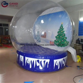 Decor de crăciun viață dimensiune glob de zăpadă clar gonflabile dome pentru show live gonflabile zăpadă iglu cort cu pompei și ventilatorului