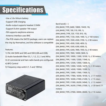 Receptor Radio SI4732 Toate Banda SSB (LSB și USB) FM SUNT MW si SW Built-in Baterie+Antena+Boxe+Shell