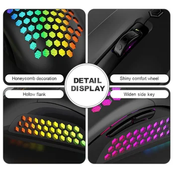 Ușor RGB Mouse de Gaming 7200DPI Fagure de miere Shell Ergonomic Șoareci Cu Ultra Țese Cablu Pentru Calculator Gamer PC Desktop