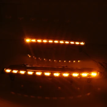 2 buc Pentru Audi Q7 2009-Diurne cu tehnologie LED Lumină de Funcționare DRL Auto Lampă de Ceață Lumina Alba 6000K Rândul său, Galben