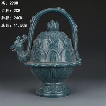 Da Zhou (951-960) de Culoare Verde Cap de Pui ceainic Vechi de Bunuri de Antichități de Colectare Autentic de Portelan Obiecte Vechi