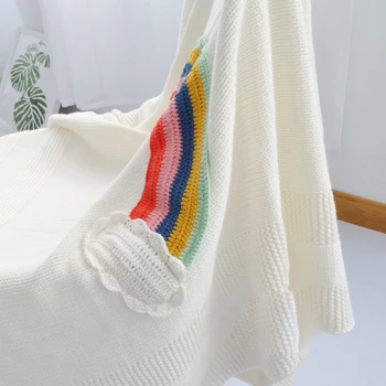 Bubble Sărut Tricotat Pătură Curcubeul De Bumbac Arunca Pătură De Aer Condiționat Acasă Pături Pentru Paturi Canapea Pui De Somn Acoperi Pătură