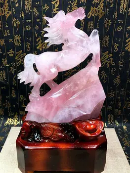 2700g Naturale roz Cuarț de cristal sculptate Cal Decor Acasă de vindecare cadou+suport
