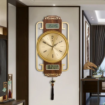 Chinezii Mare Ceas de Perete din Lemn Tăcut Living Artă Creativă de Lux Digital Ceas de Perete Vintage Reloj De Pared Decor Acasă DG50WC