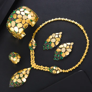Lux Superba 4buc Trendy Dubai Colier Bratara Cercei Inel Seturi de Bijuterii Pentru Femei de Nunta de Înaltă Calitate dubai seturi de bijuterii