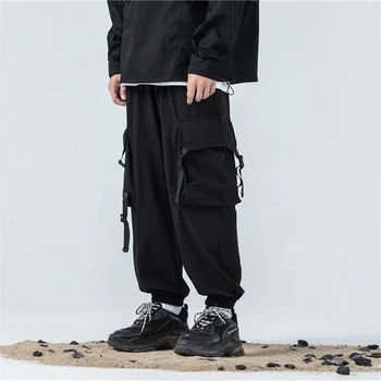 Tactic Pantaloni Barbati Harajuku Streetwear Funcționale Casual Pantaloni Largi Panglică de Buzunar Pantaloni Talie Elastic Hip Hop WB290
