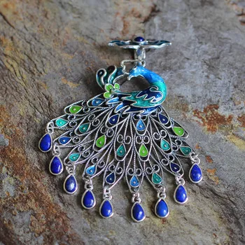 [caracter de argint bunuri] S925 argint bijuterii national vântului doamna Cloisonne lapis lazuli Malahit Pandantiv