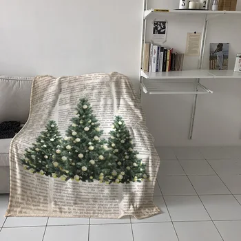 Pomul de crăciun Ziarul de Fundal Retro Arunca Pătură Caldă Pătură Microfibră Dormitor Canapea Consumabile Pături pentru Paturi