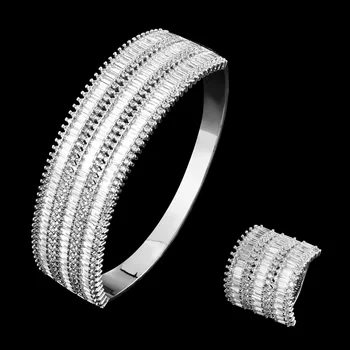 Zlxgirl bijuterii femei dimensiunea 2 buc Bratari cu inel seturi pentru aniversare de nunta de Cupru brățară Brățară inel pentru femei brățară seturi