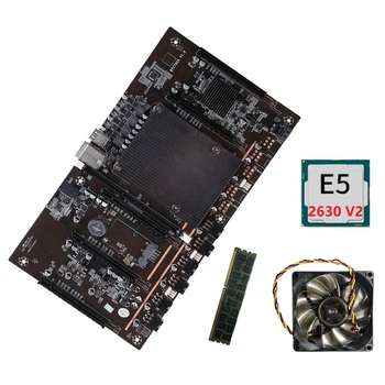 X79 H61 BTC Miner Placa de baza 5 PCIE Suport 3060 3070 3080 placa Grafica cu E5 2630 V2 CPU+RECC 4G DDR3 RAM+Ventilator
