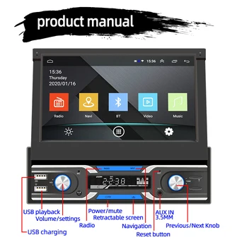 De Brand nou Sautomatic Pliabil 7 Inch Android 9.1 Radio Auto Multimedia Video Player-MP5/WMA/ GPS USB Auto Stereo Unitatea de Cap