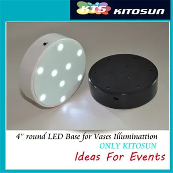 KITOSUN 3AA Baterii 4inch Rotund cu LED-uri Sub Vaza Lumina Alb/ Negru de Bază pentru Masă de Nuntă Vaza Decor