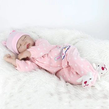 55CM Bebe Realist Renăscut Baby Doll de Dormit Realiste Silicon Moale Atingere Reale Ponderate Corpul Rădăcini de Păr