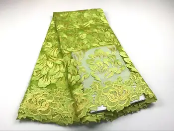 5 Metri/pc-ul verde Frumos broderie franceză net dantela tesatura cu flori roșii de proiectare africane plasă de dantelă pentru rochie CF5-2