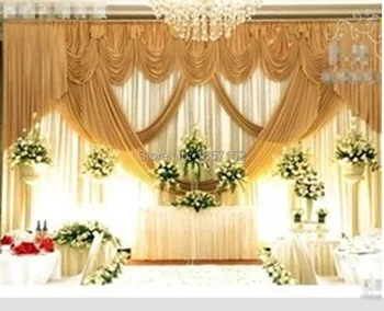 Nunta de aur Fondul Ridicata de nunta de decorare consumabile 10ft*20ft Nunta Fundal Cu Swag etapă decoratiuni