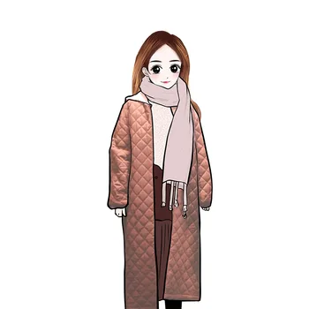 2021 iarna noi jos jacheta femei de moda casual de lungime medie maro rhombohedral lanț cu glugă sacou cu mâneci lungi