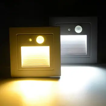 Detector de mișcare PIR + Senzor de Lumină LED Pas Scara Lumini în aer liber Footlight Încastrat Colț Lampă de perete exterior grădină de lumină