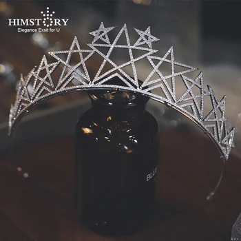 HIMSTORY Superba Tiara Coroana de Noiva Steaua Modele de Nunta Accesorii de Par Cap de femeie Bijuterii Zircon Mireasa de Susținere Jewelrie