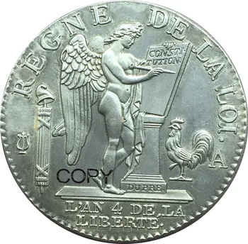 Franța 1/2 ECU De 3 Livre Tip FRANCOIS 1792 90% Argint Copia Monede